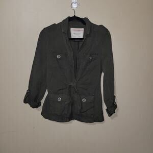 Cartonnier Jacket Womens 8 Safari Military Utility Snap Outdoor Linen Blend Fade